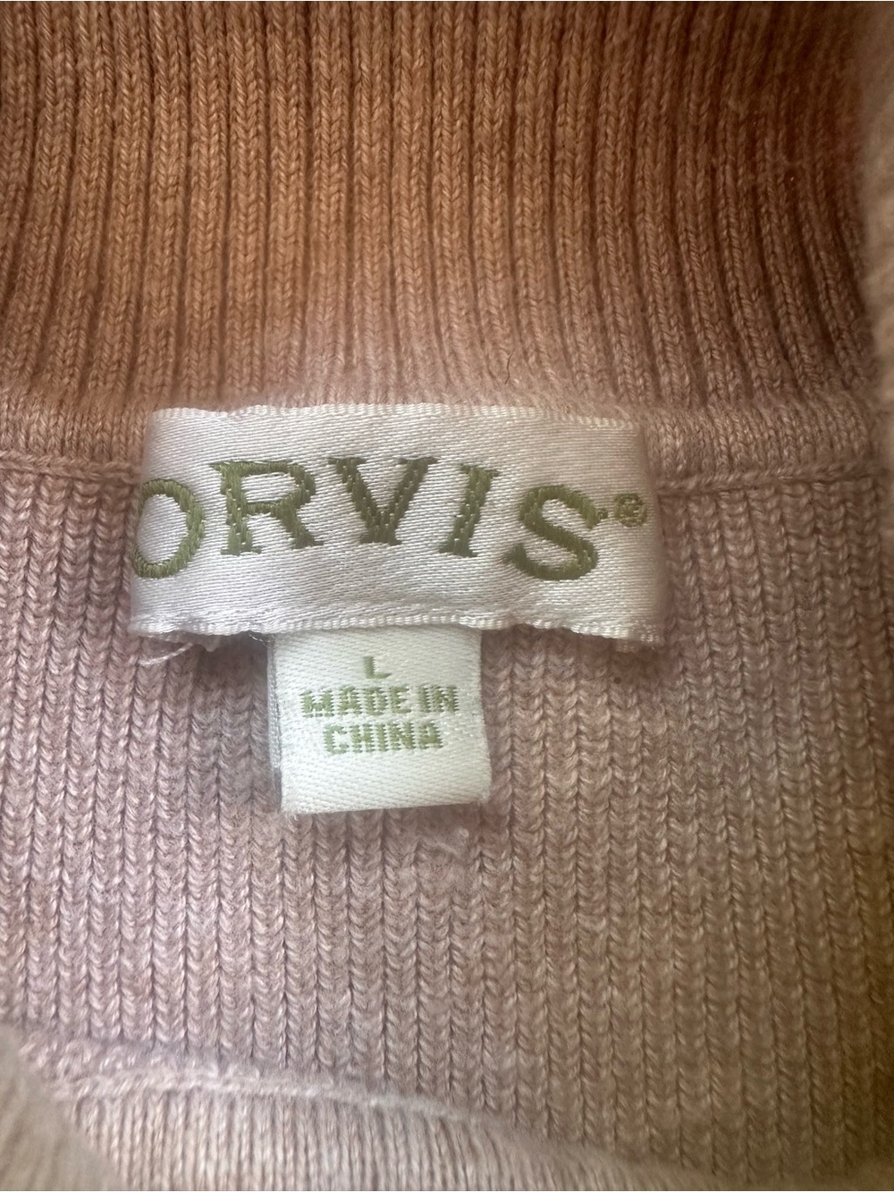 Orvis LS Turtleneck Women’s Tan Sweater Cotton Blend Size Large - Picture 2 of 6